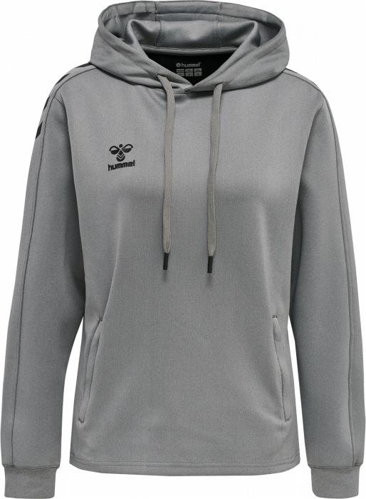 Hummel - Core Xk Poly Hoodie Women - Grey Melange & black