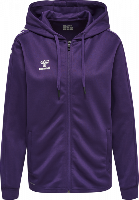 Hummel - Core Xk Poly Hoodie With Zipper Women - Purple Reign & biały