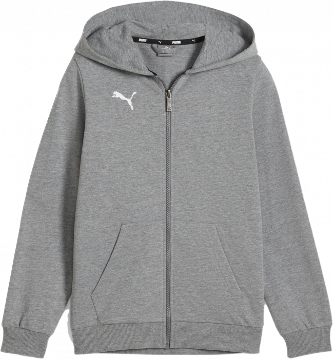 Puma - Teamgoal Casual Zip Hoodie Kids - Grey Heather & weiß